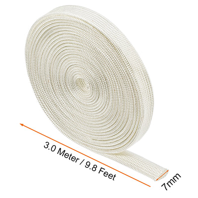 Harfington Uxcell Insulation Cable Protector, 9.8Ft-7mm High TEMP Fiberglass Sleeve White