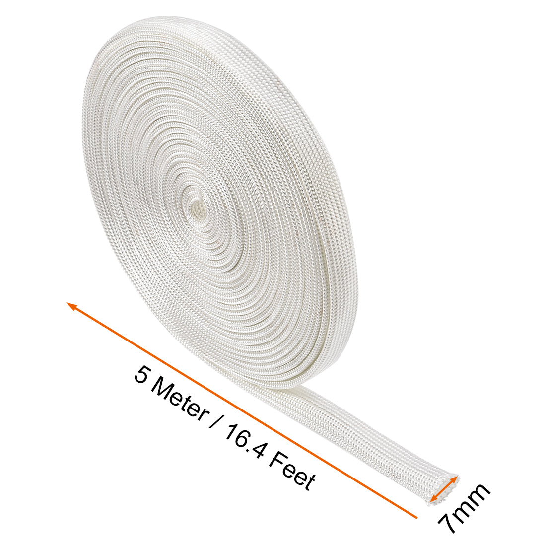 uxcell Uxcell Insulation Cable Protector, 16.4Ft-7mm High TEMP Fiberglass Sleeve White