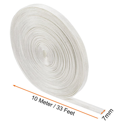 Harfington Uxcell Insulation Cable Protector, 33Ft-7mm High TEMP Fiberglass Sleeve White