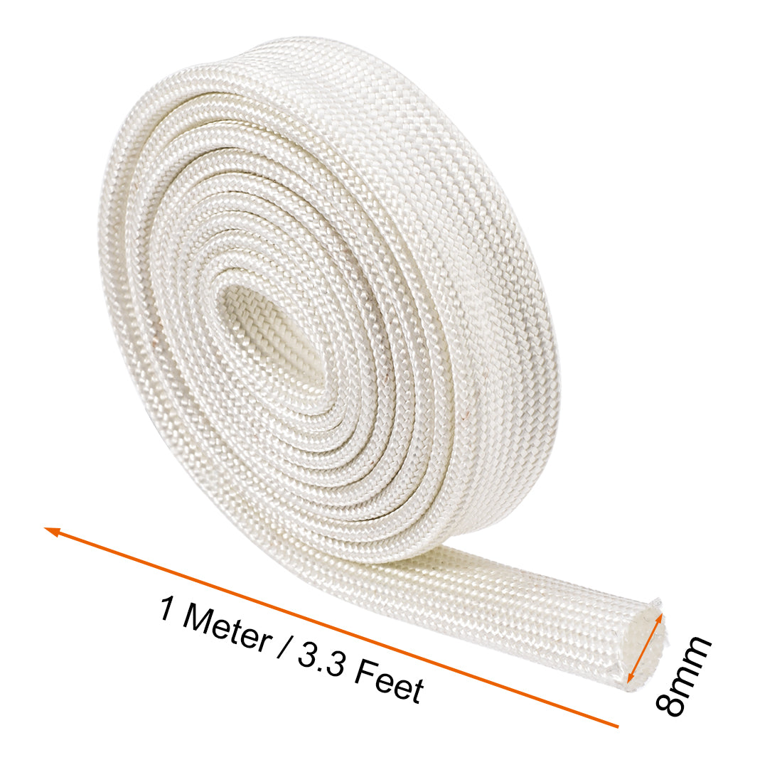 uxcell Uxcell Insulation Cable Protector, 3.3Ft-8mm High TEMP Fiberglass Sleeve White