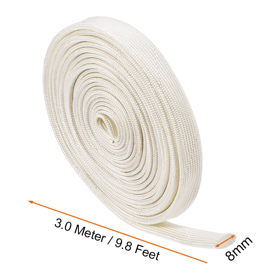 uxcell Uxcell Insulation Cable Protector, 9.8Ft-8mm High TEMP Fiberglass Sleeve White