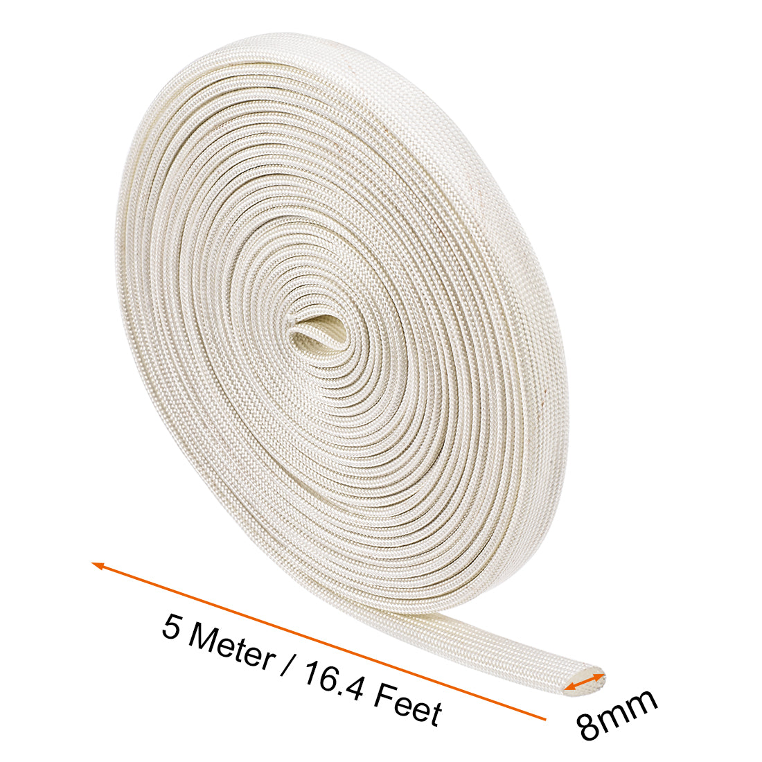 uxcell Uxcell Insulation Cable Protector, 16.4Ft-8mm High TEMP Fiberglass Sleeve Beige