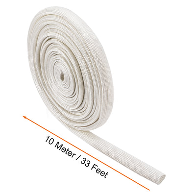 Harfington Uxcell Insulation Cable Protector, 33Ft-8mm High TEMP Fiberglass Sleeve White