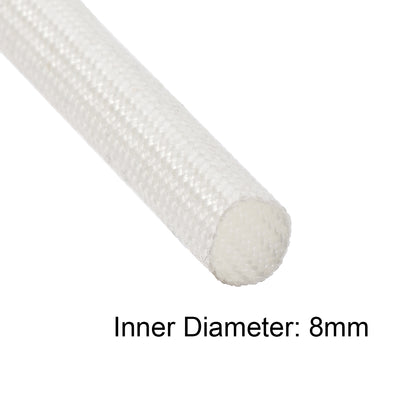 Harfington Uxcell Insulation Cable Protector, 33Ft-8mm High TEMP Fiberglass Sleeve White