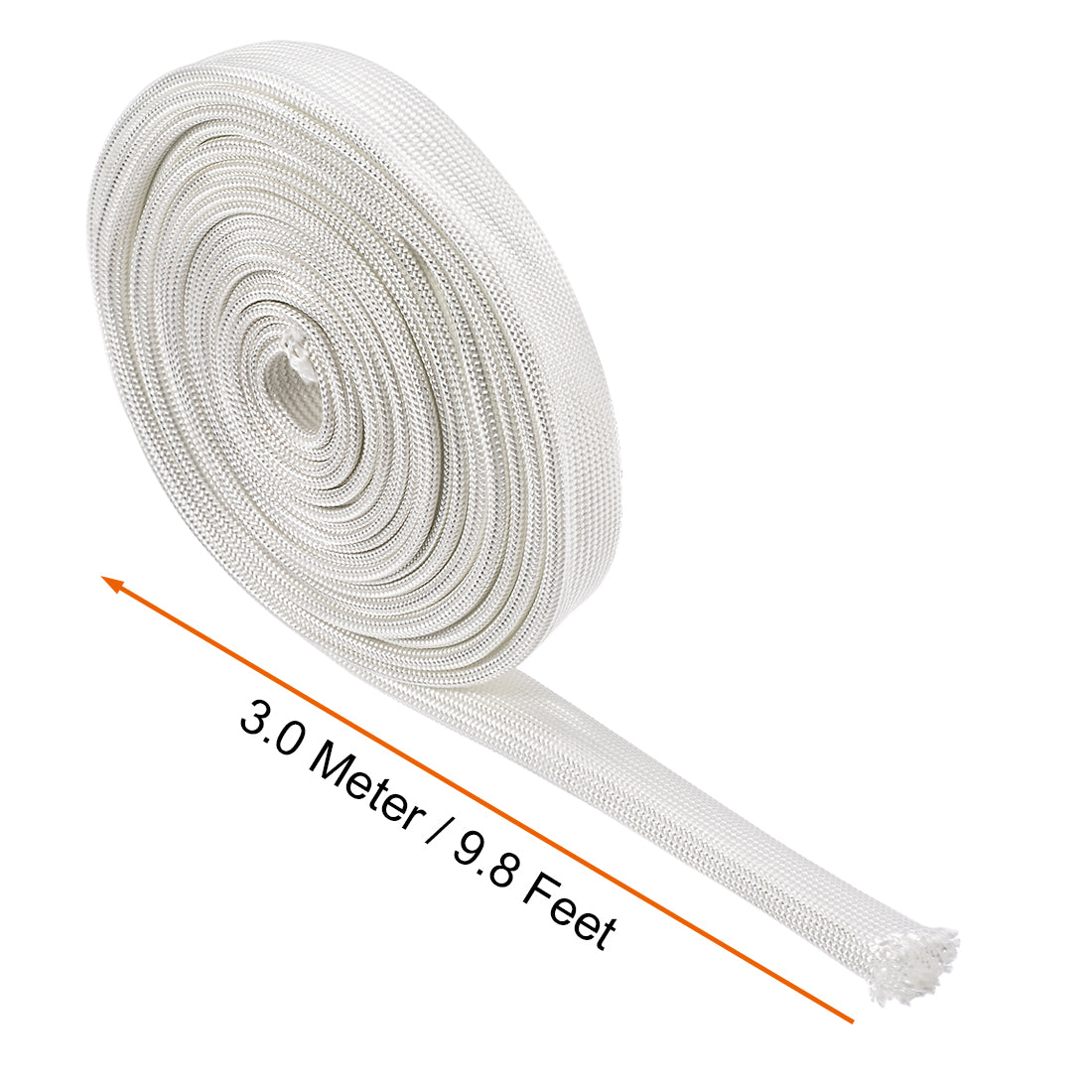 uxcell Uxcell Insulation Cable Protector, 9.8Ft-12mm High TEMP Fiberglass Sleeve White