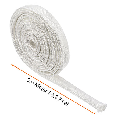 Harfington Uxcell Insulation Cable Protector, 9.8Ft-12mm High TEMP Fiberglass Sleeve White