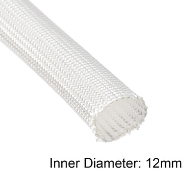 Harfington Uxcell Insulation Cable Protector, 9.8Ft-12mm High TEMP Fiberglass Sleeve White