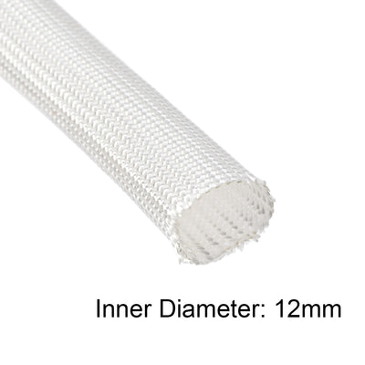 Harfington Uxcell Insulation Cable Protector, 16.4Ft-12mm High TEMP Fiberglass Sleeve White