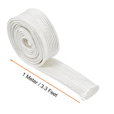 Harfington Uxcell Insulation Cable Protector, 3.3Ft-14mm High TEMP Fiberglass Sleeve White