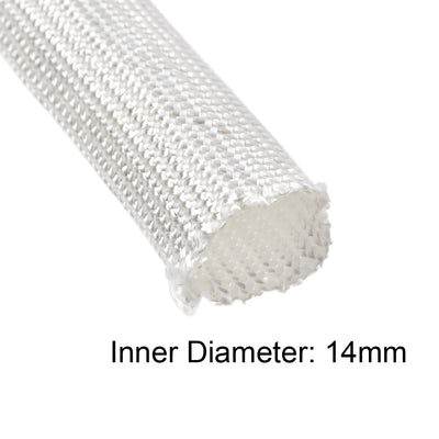 Harfington Uxcell Insulation Cable Protector, 3.3Ft-14mm High TEMP Fiberglass Sleeve White