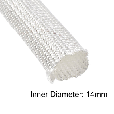 Harfington Uxcell Insulation Cable Protector, 9.8Ft-14mm High TEMP Fiberglass Sleeve White