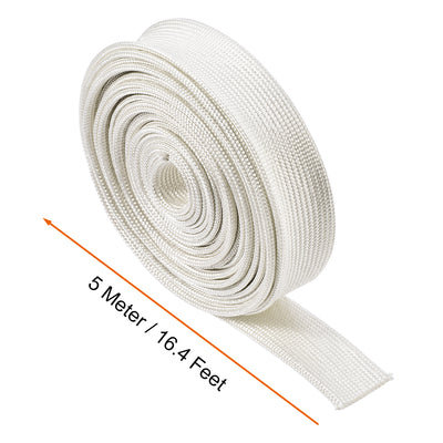 Harfington Uxcell Insulation Cable Protector, 16.4Ft-16mm High TEMP Fiberglass Sleeve White