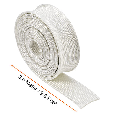 Harfington Uxcell Insulation Cable Protector, 9.8Ft-20mm High TEMP Fiberglass Sleeve White