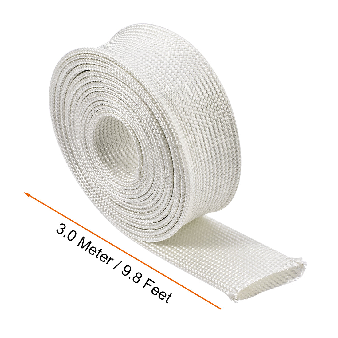 uxcell Uxcell Insulation Cable Protector, 9.8Ft-25mm High TEMP Fiberglass Sleeve White