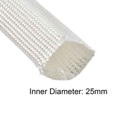 Harfington Uxcell Insulation Cable Protector, 9.8Ft-25mm High TEMP Fiberglass Sleeve White