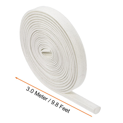 Harfington Uxcell Insulation Cable Protector, 9.8Ft-7mm High TEMP Silicone Fiberglass Sleeve White