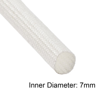 Harfington Uxcell Insulation Cable Protector, 9.8Ft-7mm High TEMP Silicone Fiberglass Sleeve White