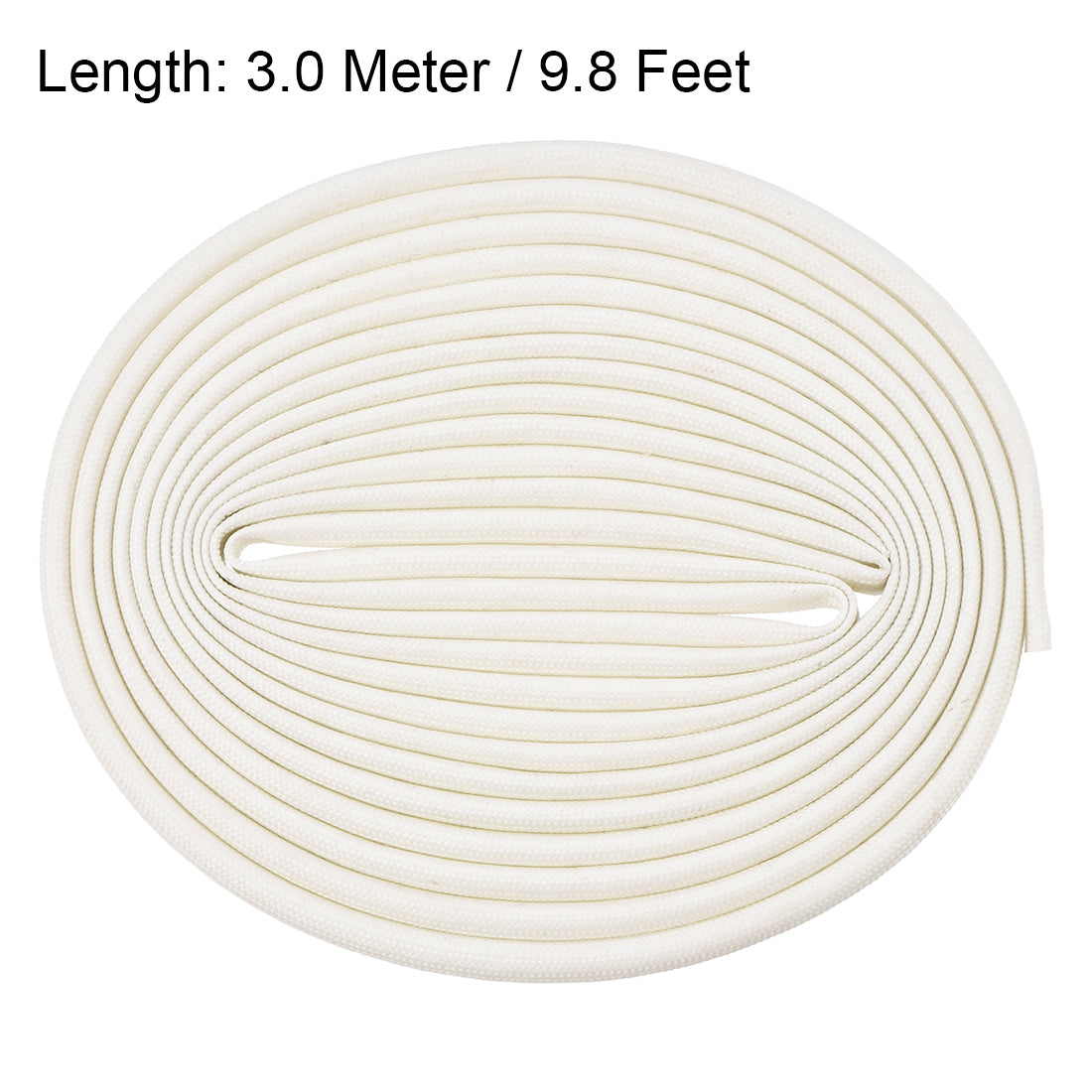 uxcell Uxcell Insulation Cable Protector, 9.8Ft-3mm High TEMP Silicone Fiberglass Sleeve White