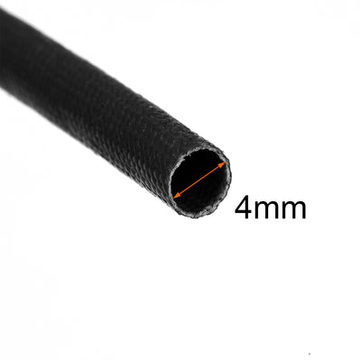 Harfington Uxcell Insulation Cable Protector, 33Ft-4mm High TEMP Silicone Fiberglass Sleeve Black