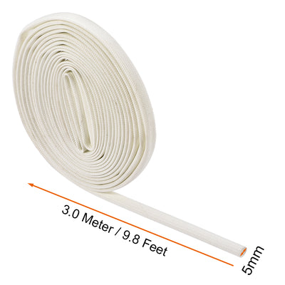 Harfington Uxcell Insulation Cable Protector, 9.8Ft-5mm High TEMP Silicone Fiberglass Sleeve White