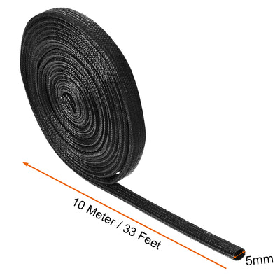 Harfington Uxcell Insulation Cable Protector, 33Ft-5mm High TEMP Silicone Fiberglass Sleeve Black