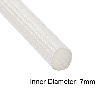 Harfington Uxcell Insulation Cable Protector,16.4Ft-7mm High TEMP Silicone Fiberglass Sleeve White