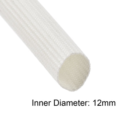 Harfington Uxcell Insulation Cable Protector,9.8Ft-12mm High TEMP Silicone Fiberglass Sleeve White