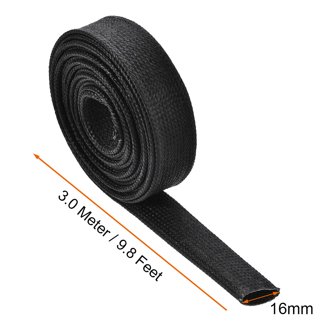 uxcell Uxcell Insulation Cable Protector,9.8Ft-16mm High TEMP Silicone Fiberglass Sleeve Black