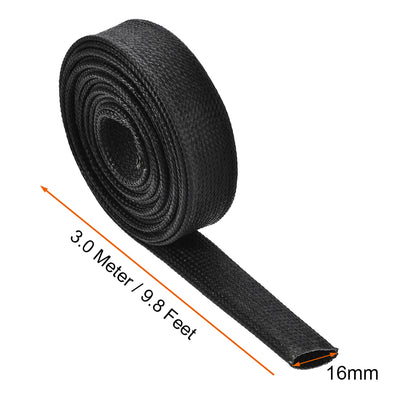 Harfington Uxcell Insulation Cable Protector,9.8Ft-16mm High TEMP Silicone Fiberglass Sleeve Black