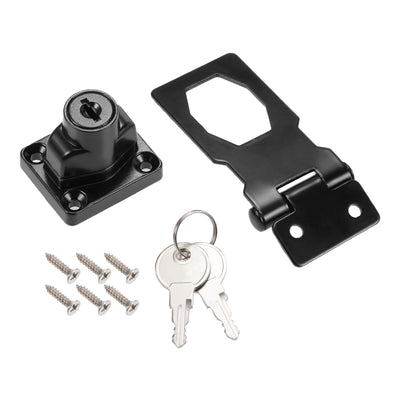 Harfington Uxcell 2.5-inch Keyed Hasp Locks w Screws for Door Keyed Different Black