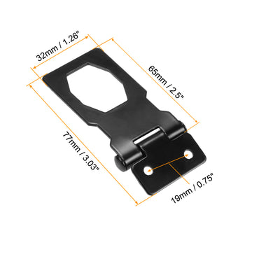Harfington Uxcell 2.5-inch Keyed Hasp Locks w Screws for Door Keyed Different Black 2Pcs