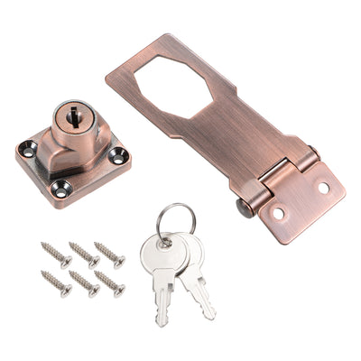 Harfington Uxcell 3-inch Keyed Hasp Locks w Screws for Door Keyed Different Copper Tone