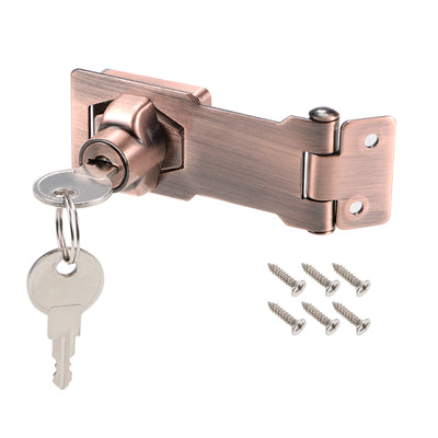 uxcell Uxcell 3-inch Keyed Hasp Locks w Screws for Door Keyed Different Copper Tone