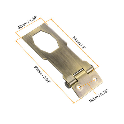 Harfington Uxcell 3-inch Keyed Hasp Locks w Screws for Door Keyed Different Bronze Tone