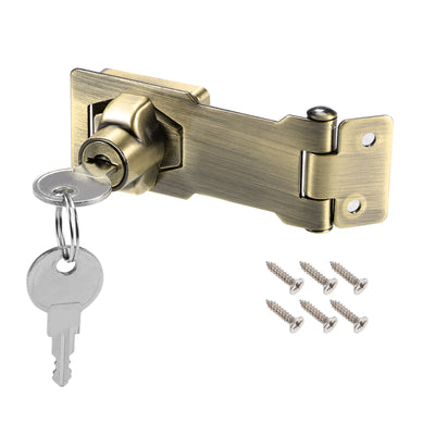 uxcell Uxcell 3-inch Keyed Hasp Locks w Screws for Door Keyed Different Bronze Tone
