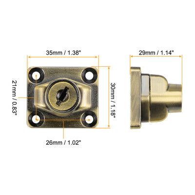 Harfington Uxcell 3-inch Keyed Hasp Locks w Screws for Door Keyed Different Bronze Tone 2Pcs
