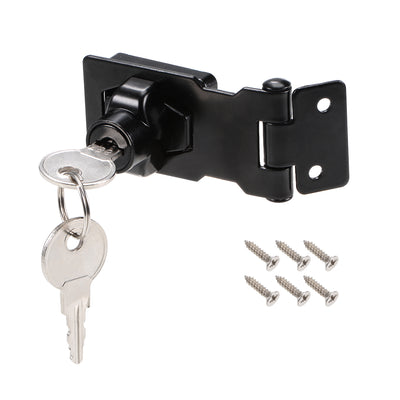 uxcell Uxcell 3-inch Keyed Hasp Locks w Screws for Door Keyed Different Black