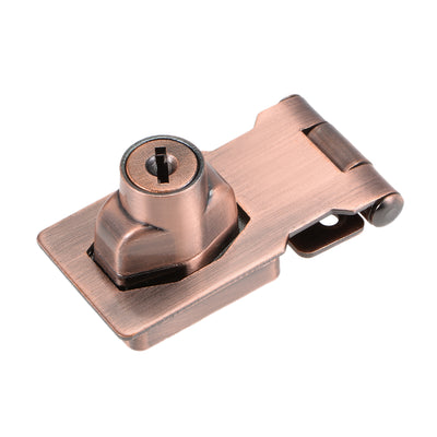 Harfington Uxcell 2.5-inch Keyed Hasp Locks w Screws for Door Keyed Alike Copper Tone
