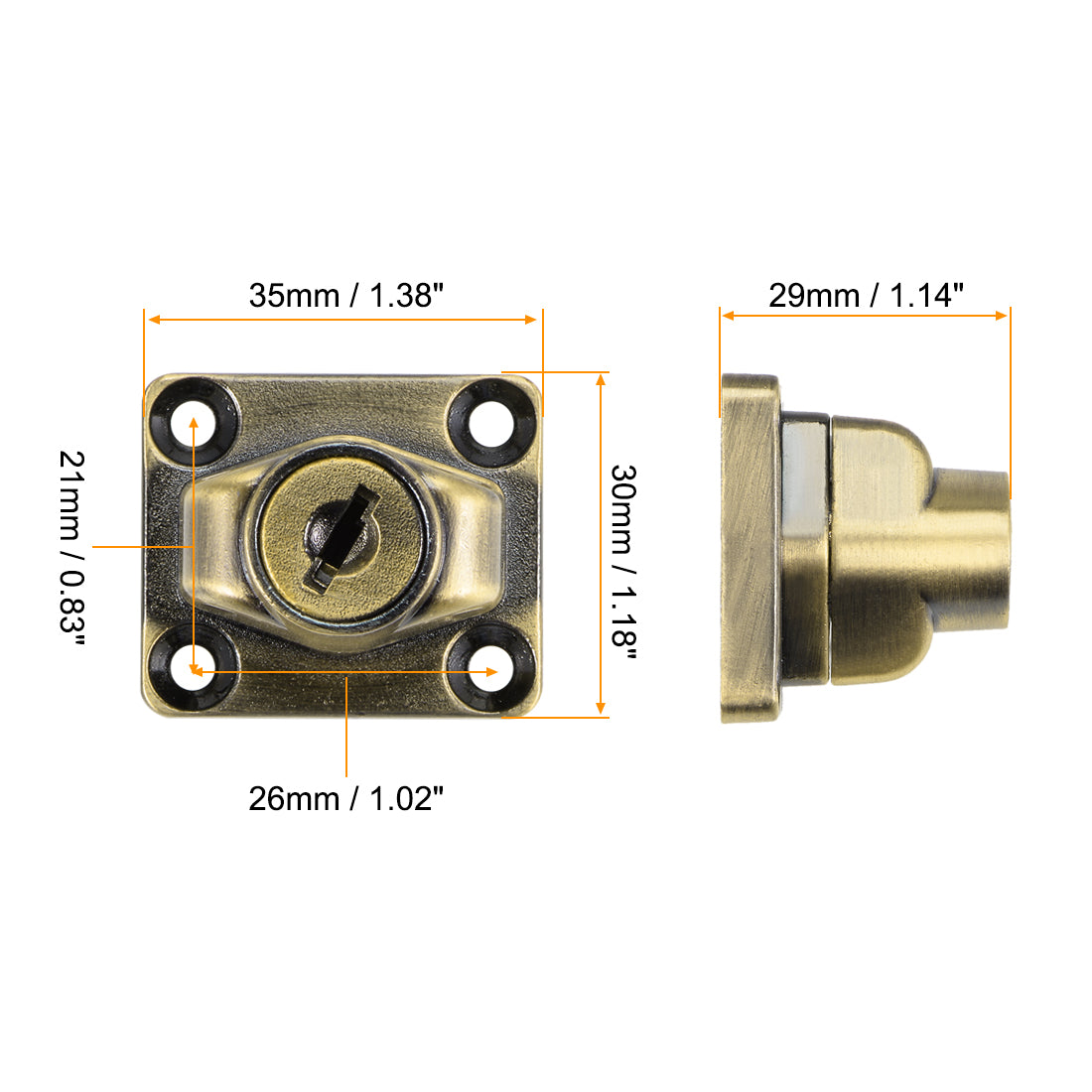 uxcell Uxcell 2.5-inch Keyed Hasp Locks w Screws for Door Keyed Alike Bronze Tone