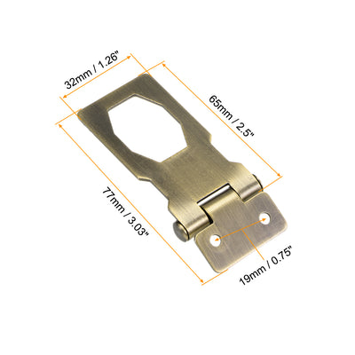 Harfington Uxcell 2.5-inch Keyed Hasp Locks w Screws for Door Keyed Alike Bronze Tone