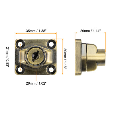 Harfington Uxcell 2.5-inch Keyed Hasp Locks W Screws for Door Keyed Alike Bronze Tone 2Pcs