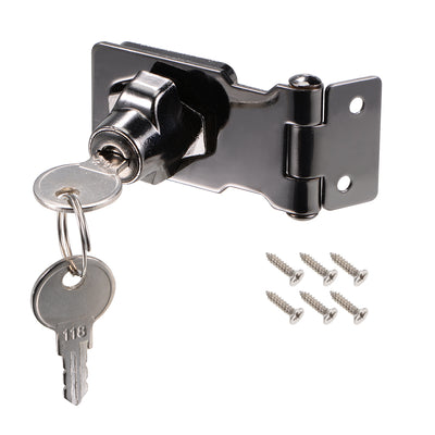 uxcell Uxcell 2.5-inch Keyed Hasp Locks w Screws for Door Keyed Alike Black