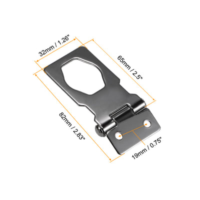 Harfington Uxcell 2.5-inch Keyed Hasp Locks W Screws for Door Keyed Alike Black 2Pcs
