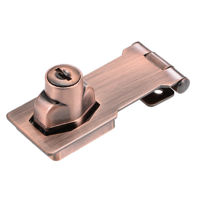 Harfington Uxcell 3-inch Keyed Hasp Locks w Screws for Door Keyed Alike Copper Tone 2Pcs
