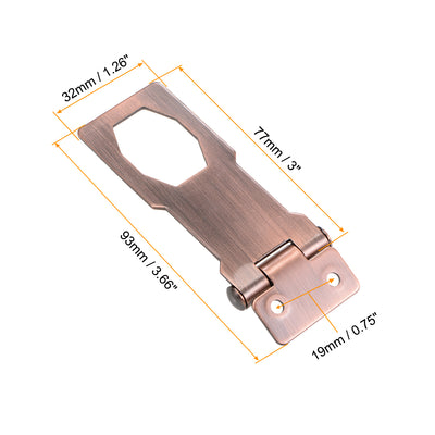Harfington Uxcell 3-inch Keyed Hasp Locks w Screws for Door Keyed Alike Copper Tone 3Pcs