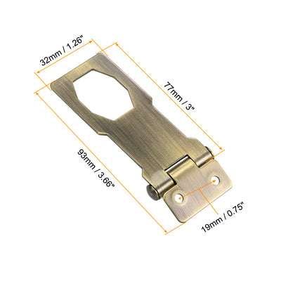 Harfington Uxcell 3-inch Keyed Hasp Locks w Screws for Door Keyed Alike Bronze Tone