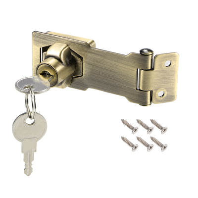 uxcell Uxcell 3-inch Keyed Hasp Locks w Screws for Door Keyed Alike Bronze Tone
