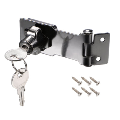 uxcell Uxcell 3-inch Keyed Hasp Locks w Screws for Door Keyed Alike Black
