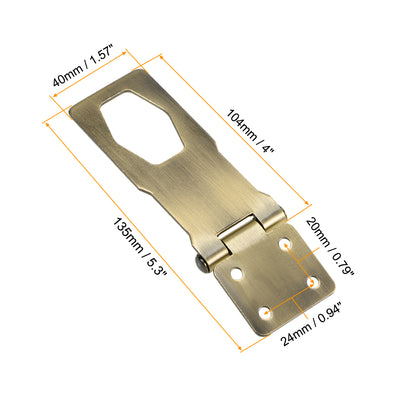 Harfington Uxcell 4-inch Keyed Hasp Locks W Screws for Door Keyed Alike Bronze Tone 2Pcs