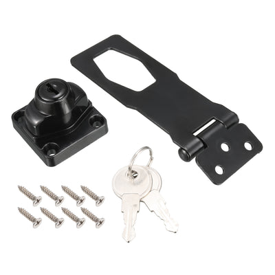 Harfington Uxcell 4-inch Keyed Hasp Locks w Screws for Door Keyed Alike Black